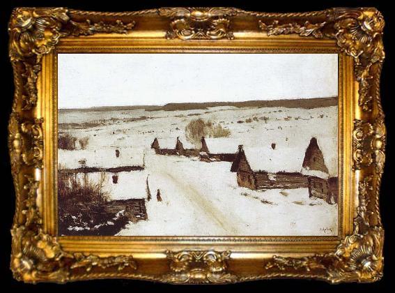 framed  Isaac Levitan Village,Winter, ta009-2